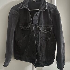 No Boundaries Distressed Black Denim Jacket